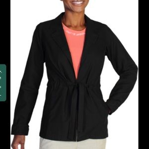 NWOT ExOfficio black linen cinch waist travel jacket 2XL